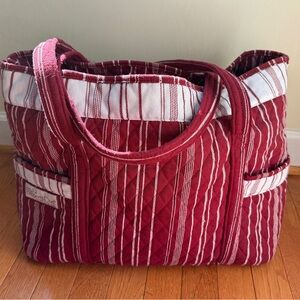 Pampered Chef Burgundy Striped Tote